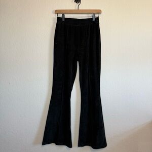 Aerie Black Velvet High Rise Super Flare Leggings Pull On Stretch Pants Size XS